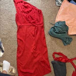Elegant Red One-Shoulder Dress